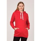 Busa Kırmızı Kapüşonlu Hamile Sweatshirt