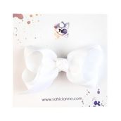 Butik Kurdele Fiyonk Saçsız Bebek Tokası 8 cm - Seyrek saçlı bebeklere özel saçtan düşmeyen toka (Beyaz, Tekli)