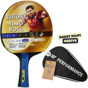 Butterfly Timo Boll Gold Masa Tenisi Raketi Ittf Onaylı - Raket Kılıflı - Siyah - Kırmızı