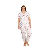 Büyük Beden%100 Pamuk Düğmeli Kadın Pijama Takımı – Rahat ve Şık Gömlek Pijama Tasarımı Ekru 4XL