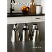 Büyük Boy 6’Lı Yıldız Uçlu Krema Duy Seti – Pasta, Cupcake Ve Kurabiye Süsleme Uçları