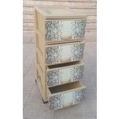 Büyük Boy Modern Mozaik Desen 4 Çekmeceli Tekerlekli Komidin Yükseklik 93cm 43x38 Demonte Dolap Raf