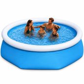 Büyük Boy Şişme Havuz, 2.44 Metre Çaplı Jumbo Aile Havuzu, 3 Katmanlı Dayanıklı PVC UV Güneş Işığına Dayanıklı Tahliye Tıpalı, Yetişkin Çocuk Ev Bahçe Yazlık İçin Jumbo Aile Büyük Boy Şişme Havuz