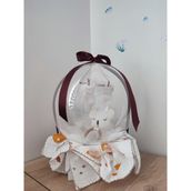 Büyülü Balon-Bebek Çıngırak Çorap Seti Müslin Örtü Doğum Tebrik Hediye Kutusu - Beyaz