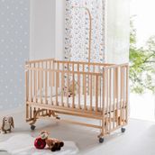 Bw 6040 - Tekerlekli Sallanır Sabitlenir Kademeli Anne Yanı Ahşap Bebek Beşik 60X120 - 70x95x125