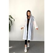 By Marine BYMMRC881R02 Beyaz Çıtçıtlı Eva Kapüşonlu Unisex Yağmurluk