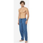 Cacharel Ekoseli Erkek Tek Alt Pijama, Cep Detaylıdır, %95 Pamuk %5 Likralı - XL - Mavi