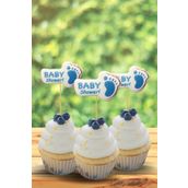 Cadde Süs Baby Shower Yazılı Mavi Kürdan Süs 10`lu