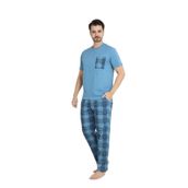 CALİA Erkek Yazlık Kısa Kol Cepli Pijama Takımı, %100 Pamuk, Mavi, M Beden