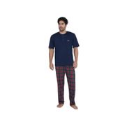 CALİA Erkek Yazlık Kısa Kol Penye Süprem Pijama Takımı, Lacivert Ekose, 2XL