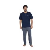 CALİA Erkek Yazlık Kısa Kol Penye Süprem Pijama Takımı, Lacivert, L Beden