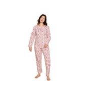 CALİA Kadın Penye Sıfır Yaka Uzun Kollu Pijama Takımı, Beyaz, XL