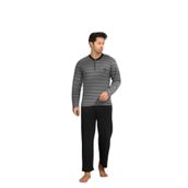 CALİA Kışlık Erkek Interlok Yaka Düğmeli Uzun Kollu Pijama Takımı, Gri, 2XL