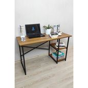 Çalışma Masası 2 Raflı Metal Bilgisayar Laptop Masası Ofis Ders Masası Ceviz - Y: 73 cm D: 50 cm G: 120 cm