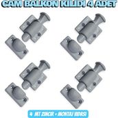 Cam Balkon Kilidi 4 Adet -Gold ve Fırtına Sistem Uyumlu Gri Renk Kilit