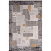 Çam Halı Naturel 1709 Gri Sarı 100x200 cm Romans Halı Modern Eskitme Desenli Makine Halısı