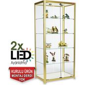Camdolap.com Cam Dolap - Camlı Vitrin - Cam Dolap - Camlı Koleksiyon Vitrini - Teşhir Vitrini - Kupa Dolabı (Kurulu ve Kullanıma Hazır Gönderilmektedir.) - 1880ES Gold
