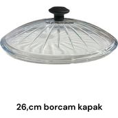 Campout 26CM Isıya Dayanıklı Borcam Kapak Tencere Tava Kapağı Tekli Cam Kapak 26CM