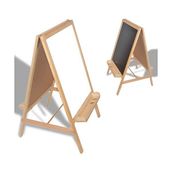 Çanakcı Ahşap Çocuk Yazı Tahtası - Çift Taraflı Beyaz Kara Tahta 100 cm x 52 cm Ölçülerinde