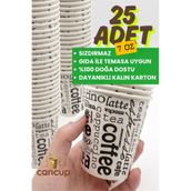cancup karton bardak 25 Adet 7 Oz Karton Bardak Ekonomik Paket Tek Kullanımlık Kağıt Bardak Sıcak & Soğuk Uyumlu