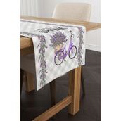 Cango Home CGH1042-RN Gri Mor Kareli Bahar Temalı 140x40 cm Dijital Baskılı Runner