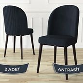 Canisa Aste Serisi 2 Adet Antrasit 1. Sınıf Babyface Kumaş Metal Kahve İskeletli Yemek Odası Sandalyesi