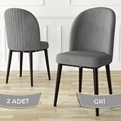 Canisa Aste Serisi 2 Adet Gri 1. Sınıf Babyface Kumaş Metal Kahve İskeletli Yemek Odası Sandalyesi