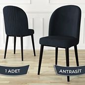 Canisa Aste Serisi Antrasit 1. Sınıf Babyface Kumaş Metal Siyah İskeletli Yemek Odası Sandalyesi