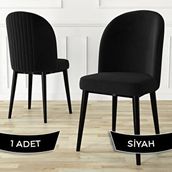 Canisa Aste Serisi Siyah 1. Sınıf Babyface Kumaş Metal Siyah İskeletli Yemek Odası Sandalyesi