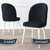 Canisa Bika Serisi Antrasit 1. Sınıf Babyface Kumaş Beyaz Gürgen Ayaklı Yemek Odası Sandalyesi