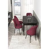 Canisa Concept Kor Serisi 70x114 cm Açılabilir Siyah Bordo Mermer Desen Mutfak Masa Takımı