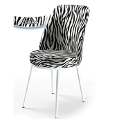 Canisa Dexa Serisi Üst Kalite Metal Beyaz İskeletli Zebra 6 Adet Yemek Odası Sandalyesi