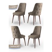 Canisa Enoa Serisi, Ceviz Gürgen Ayaklı 1.Sınıf Babyface Kumaş 4 Adet Gold Halkalı Cappucino Sandalye