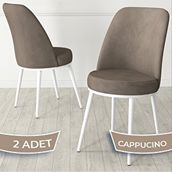 Canisa Jaxe Serisi 2 Adet Cappucino 1. Sınıf Babyface Kumaş Metal Beyaz İskeletli Yemek Odası Sandalyesi