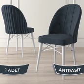 Canisa Jena Serisi Antrasit 1. Sınıf Babyface Kumaş Beyaz Gürgen Ayaklı Yemek Odası Sandalyesi