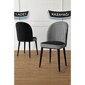 Canisa Kaze Serisi 2 Adet 1. Sınıf Babyface Kumaş Siyah Metal İskeletli Kaz Ayağı Yemek Odası Sandalyesi