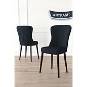 Canisa Tita Serisi 6 Adet Antrasit 1. Sınıf Babyface Kumaş Metal Kahve Ayaklı Yemek Odası Sandalyesi