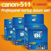 Canon 511 Uyumlu Renkli Kolay Dolum Seti Kurtuş