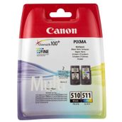Canon PG-510 CL-511 Renkli + Siyah 2'li Kartuş Set