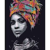 Canvas Hobby Afrikalı Güzel 11 Kasnaklı 40 x 50 cm Sayılarla Boyama Seti