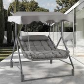 Capri Swing Capri Bed Çiftli Rattan Gri Bahçe Balkon Salıncağı
