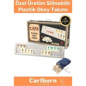 Carlburn Premium Antibakteriyel Kir Tutmayan Çizilmeye Dayanıklı Silinebilir Plastik Kahveci Kafe Okey Takımı