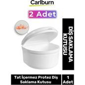 Carlburn Premium Dayanıklı Plastik Büyük Boy 2 Adet Tat İçermez Protez Diş Saklama Kutusu