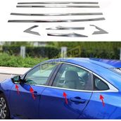 Carmind Honda Civic FC5 2016 Sonrası 8 Parça Krom Cam Çerçevesi Set