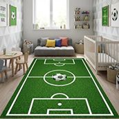 Carpettex Futbol Sahası Desenli Çocuk Odası Halısı – Kaymaz Tabanlı Yıkanabilir Dijital Baskı Halı Dijital Yeşil