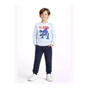 Casabony CS-23K-037 Çizgili T-Rex Mavi Erkek Çocuk Pantolon Takım