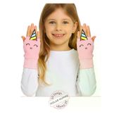 Casabony Unicorns 3D Nakışlı Polar Pembe Kız Çocuk Eldiven 23k-025
