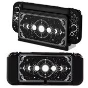 CasosexploreLab Nintendo Switch OLED Black Moon Phase ile Uyumlu Kılıf Nintendo Switch Joycon Denetleyicisi için Koruyucu Kapak Yumuşak TPU Kavrama Dokable Kılıf Taşıma Kapağı Anahtarı Aksesuarları