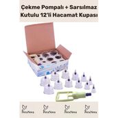 Çekme Vakum Pompalı Sarsılmaz Kutulu Selülit Yağ Çatlak Giderici Masaj Aleti 12'li Hacamat Kupa Seti