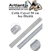 Celik Cetvel 50 Cm Inc Olculu 1 Adet Paslanmaz Celik Metal Cetvel 50 Santimetre